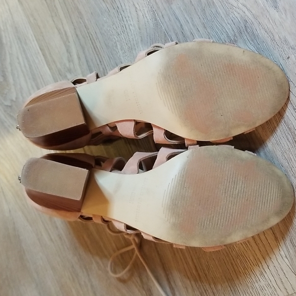 Marc Fisher Womens Blush Pink Suede Lace Up Sandal Heels shoes Sandals - Picture 11 of 12